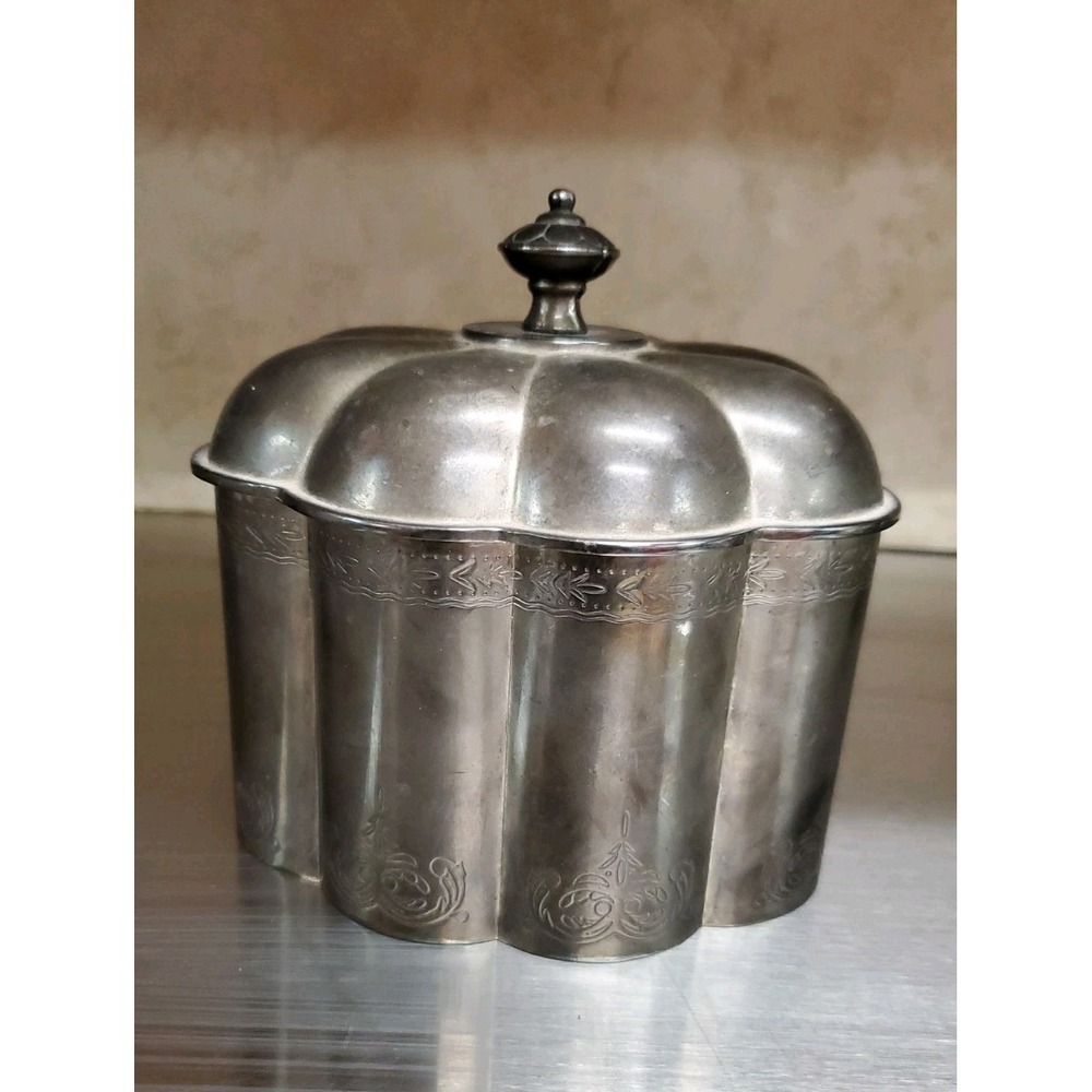 GODINGER SILVER PLATE TRINKET JEWELRY BOX VELVET LINED 5" VINTAGE 1994